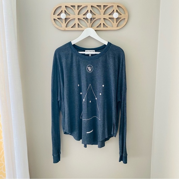 Wildfox Pullover Long Sleeve Top Gray Sz Medium - Picture 1 of 9